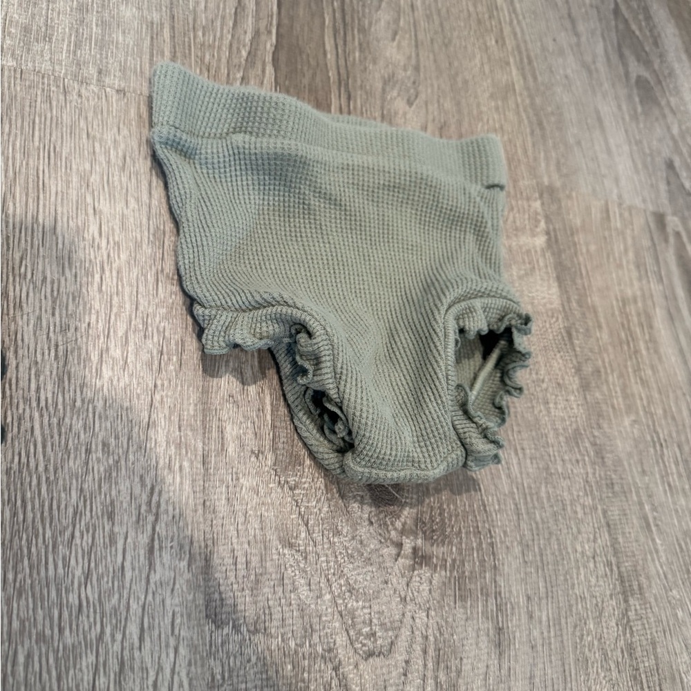 Green Waffle Knit Ruffle Bloomer - Spearmint Love - 12-18m